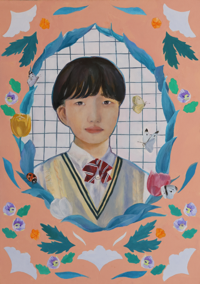 １作品目　アクリル　自画像